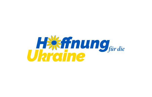 Blaugelber Schriftzug - Hoffnung für die Ukraine